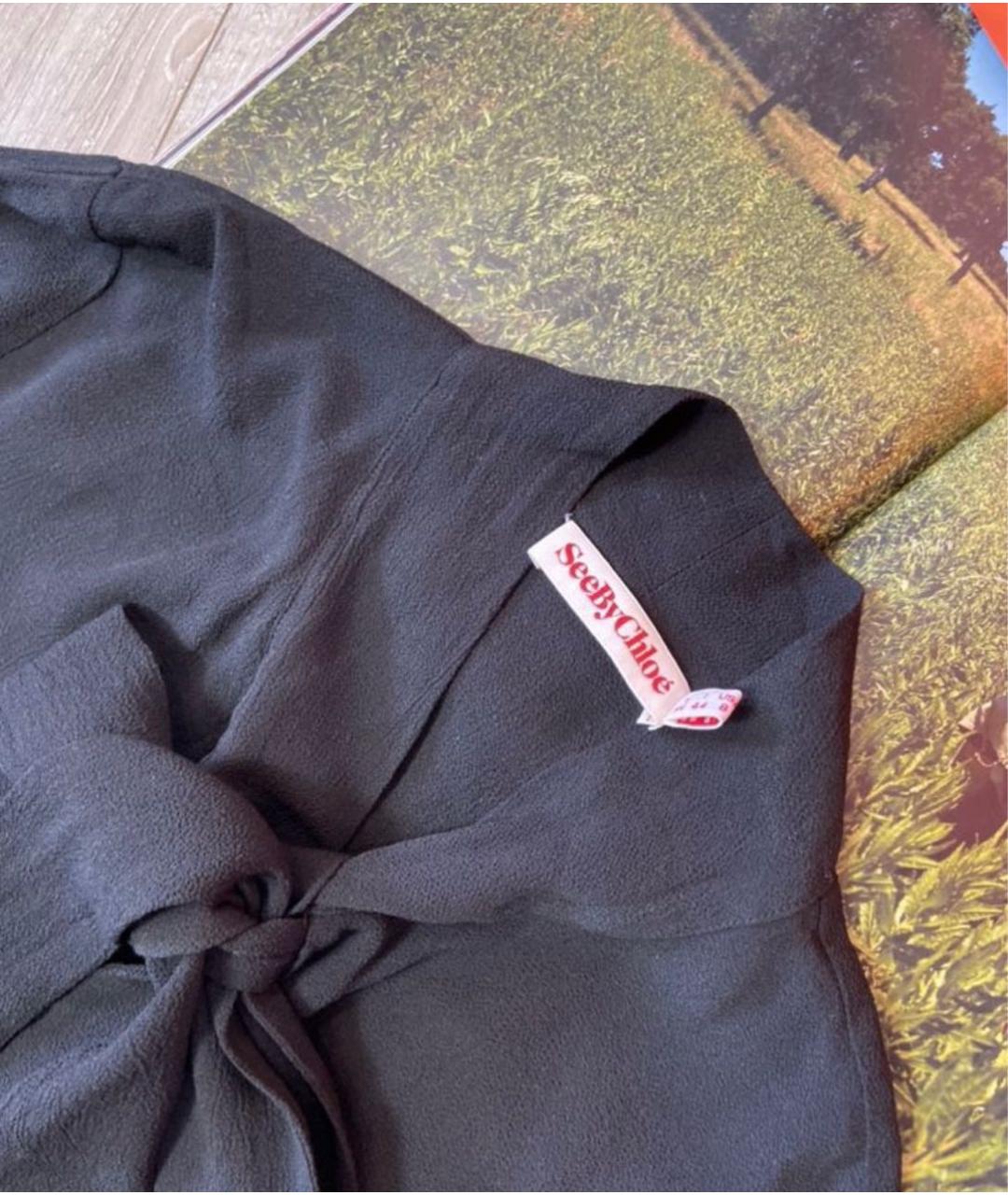 SEE BY CHLOE Черный шелковый комбинезон, фото 5