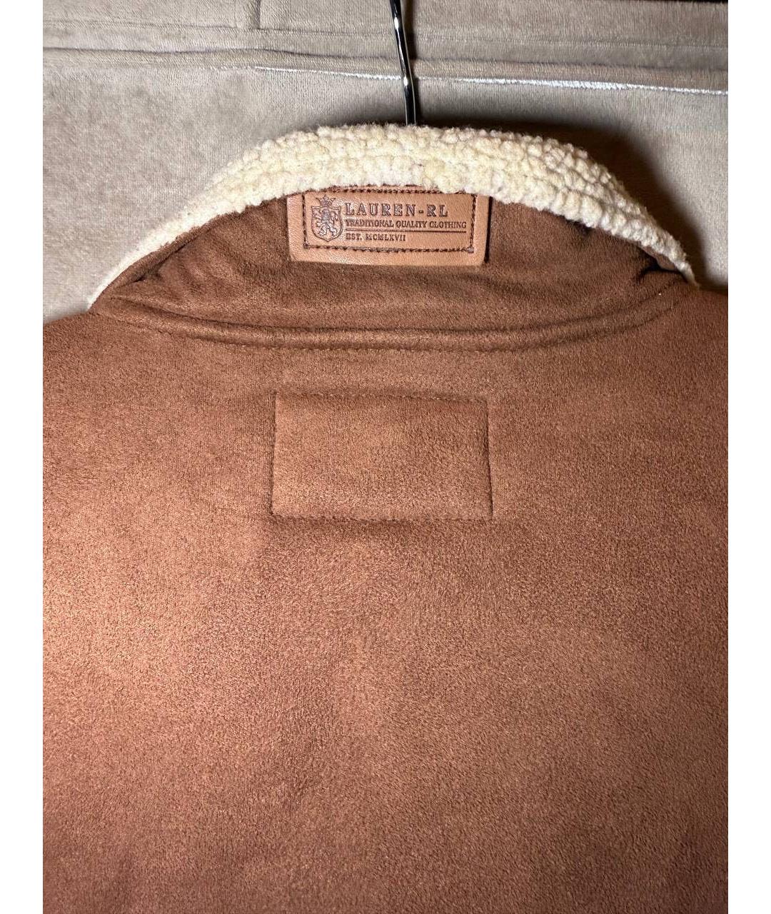 RALPH LAUREN Коричневая полиэстеровая дубленка, фото 3