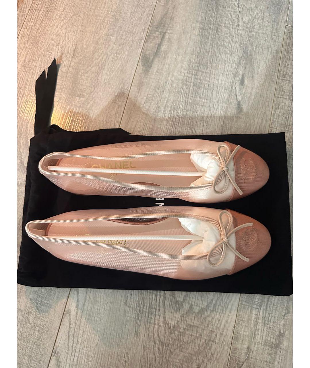 CHANEL Розовые текстильные балетки, фото 5