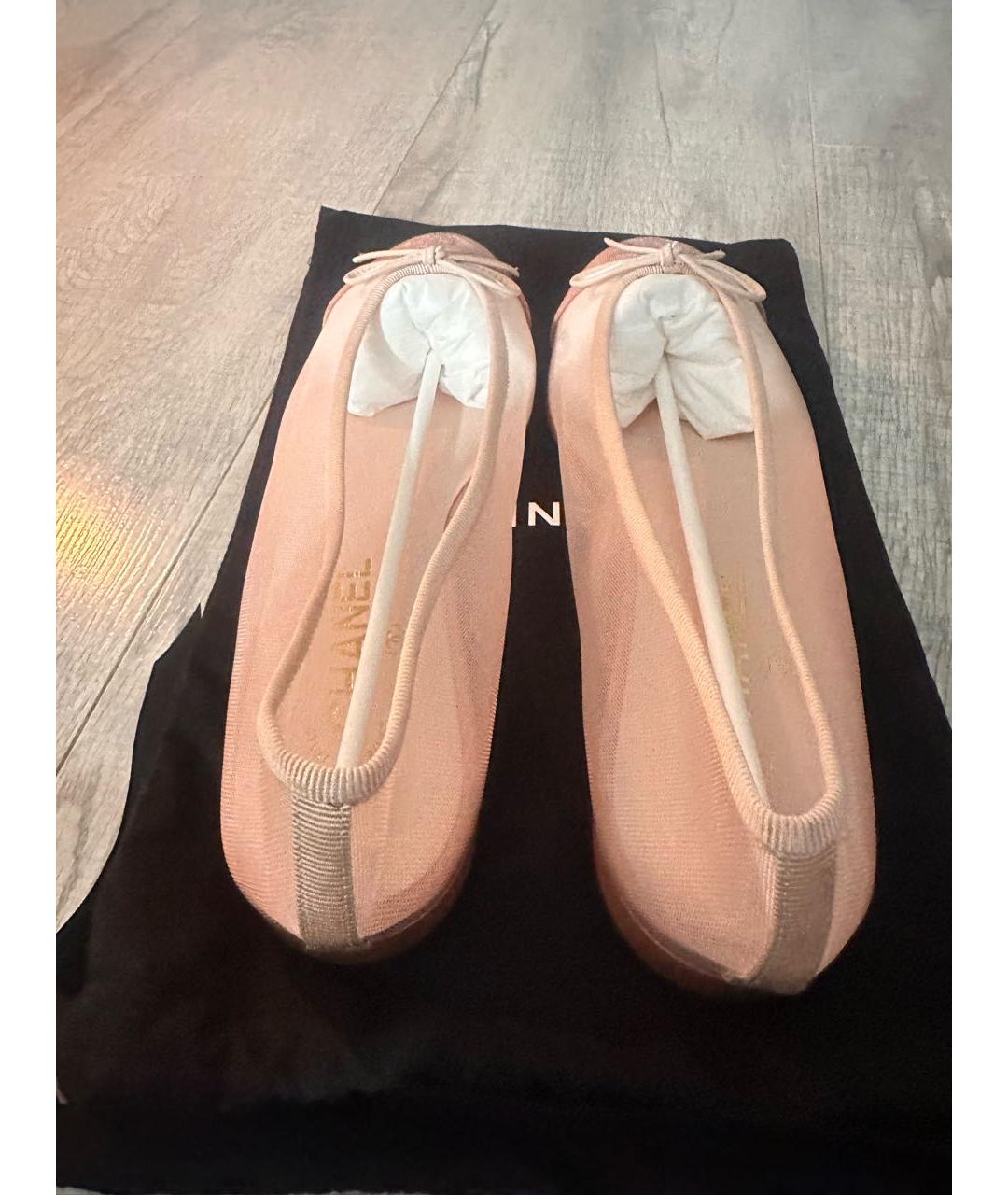 CHANEL Розовые текстильные балетки, фото 4