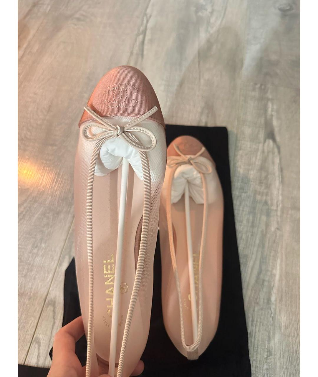 CHANEL Розовые текстильные балетки, фото 3