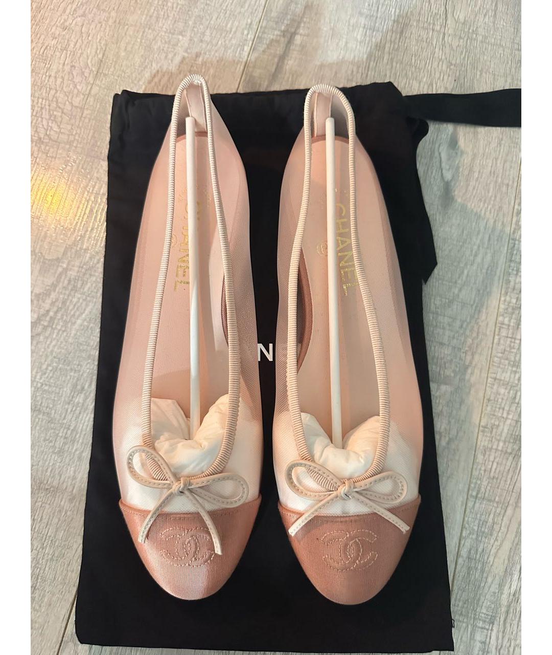 CHANEL Розовые текстильные балетки, фото 2