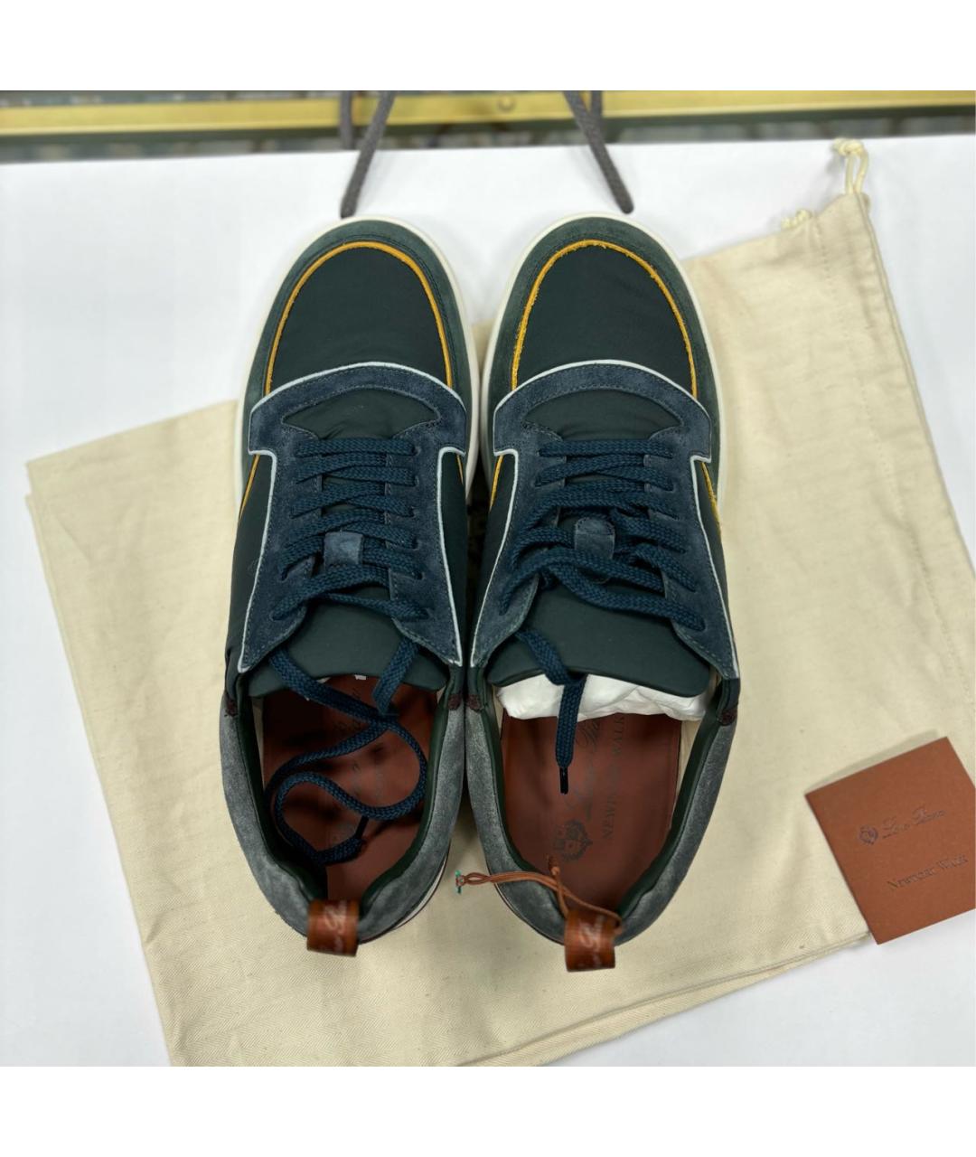 LORO PIANA Темно-синие замшевые низкие кроссовки / кеды, фото 3