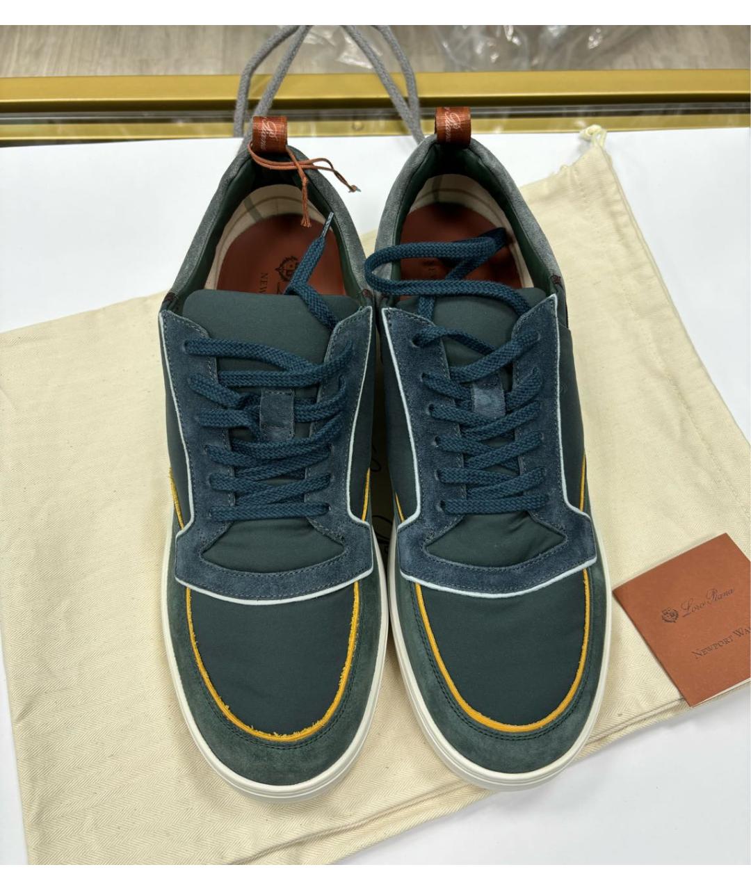 LORO PIANA Темно-синие замшевые низкие кроссовки / кеды, фото 2