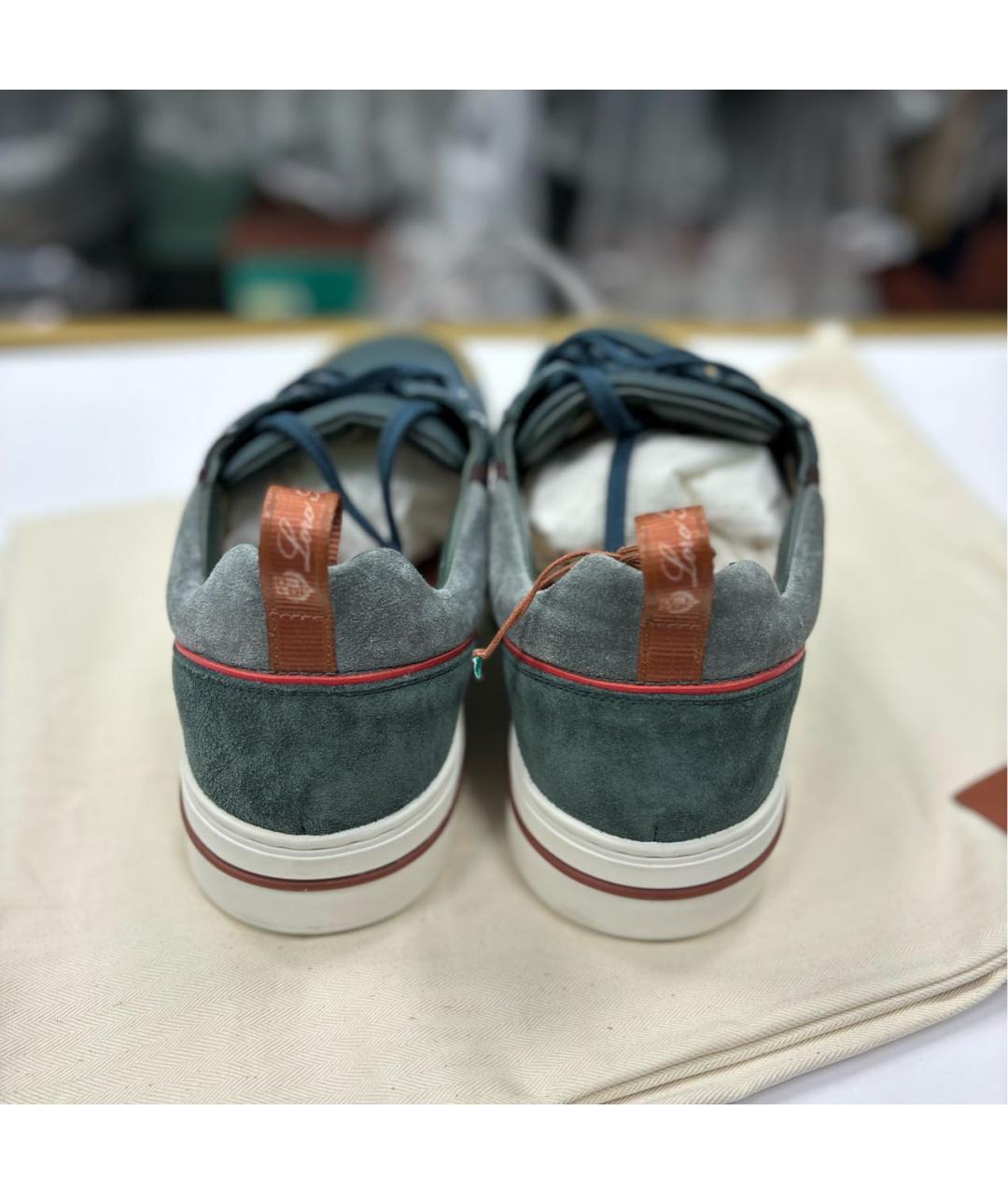 LORO PIANA Темно-синие замшевые низкие кроссовки / кеды, фото 4
