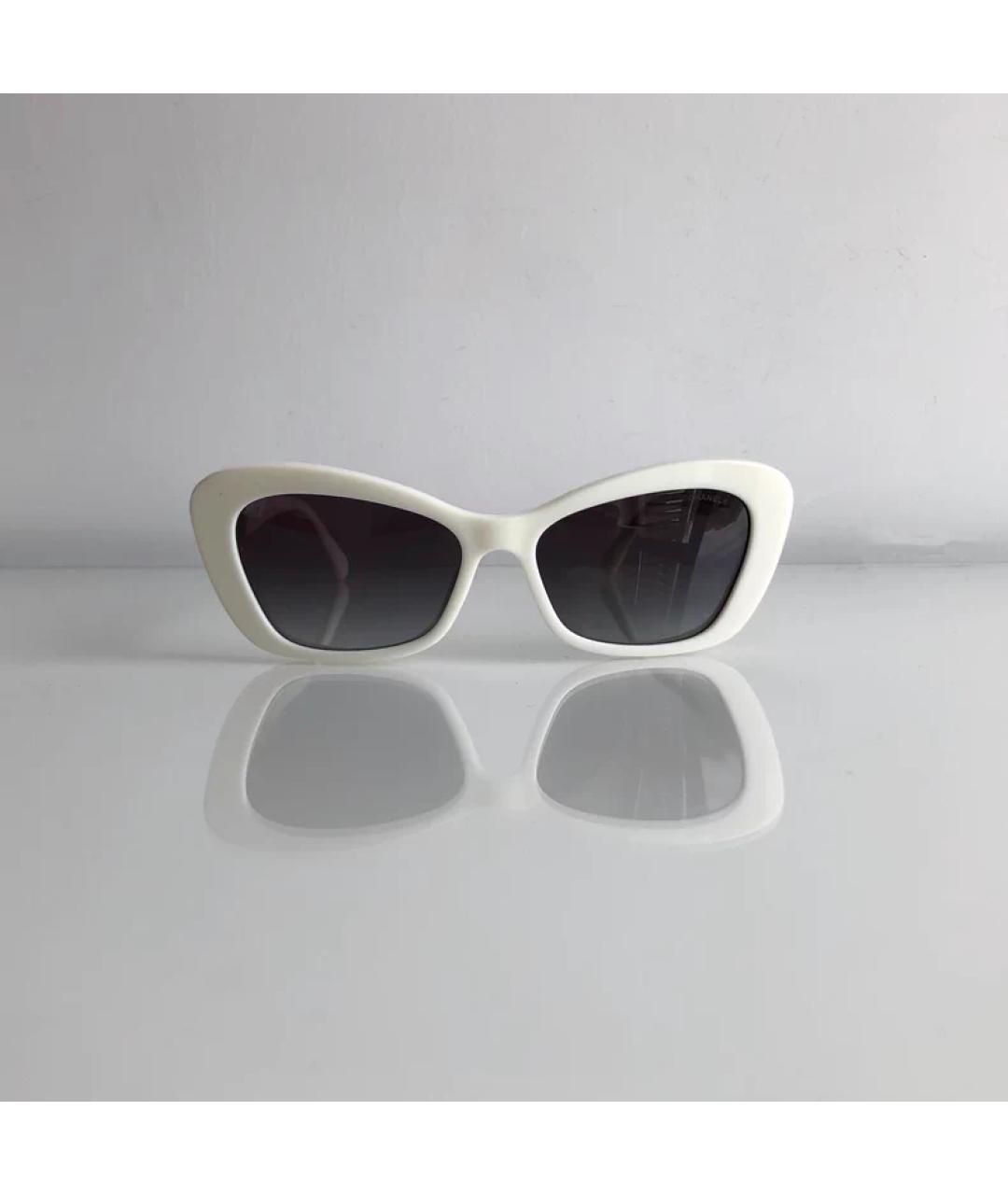 CHANEL Белые пластиковые солнцезащитные очки, фото 5