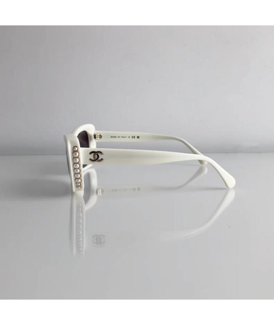 CHANEL Белые пластиковые солнцезащитные очки, фото 2