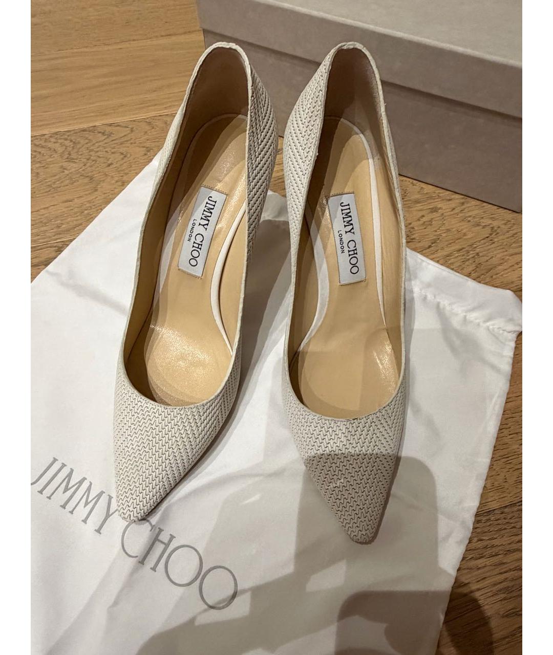 JIMMY CHOO Белые кожаные туфли, фото 3