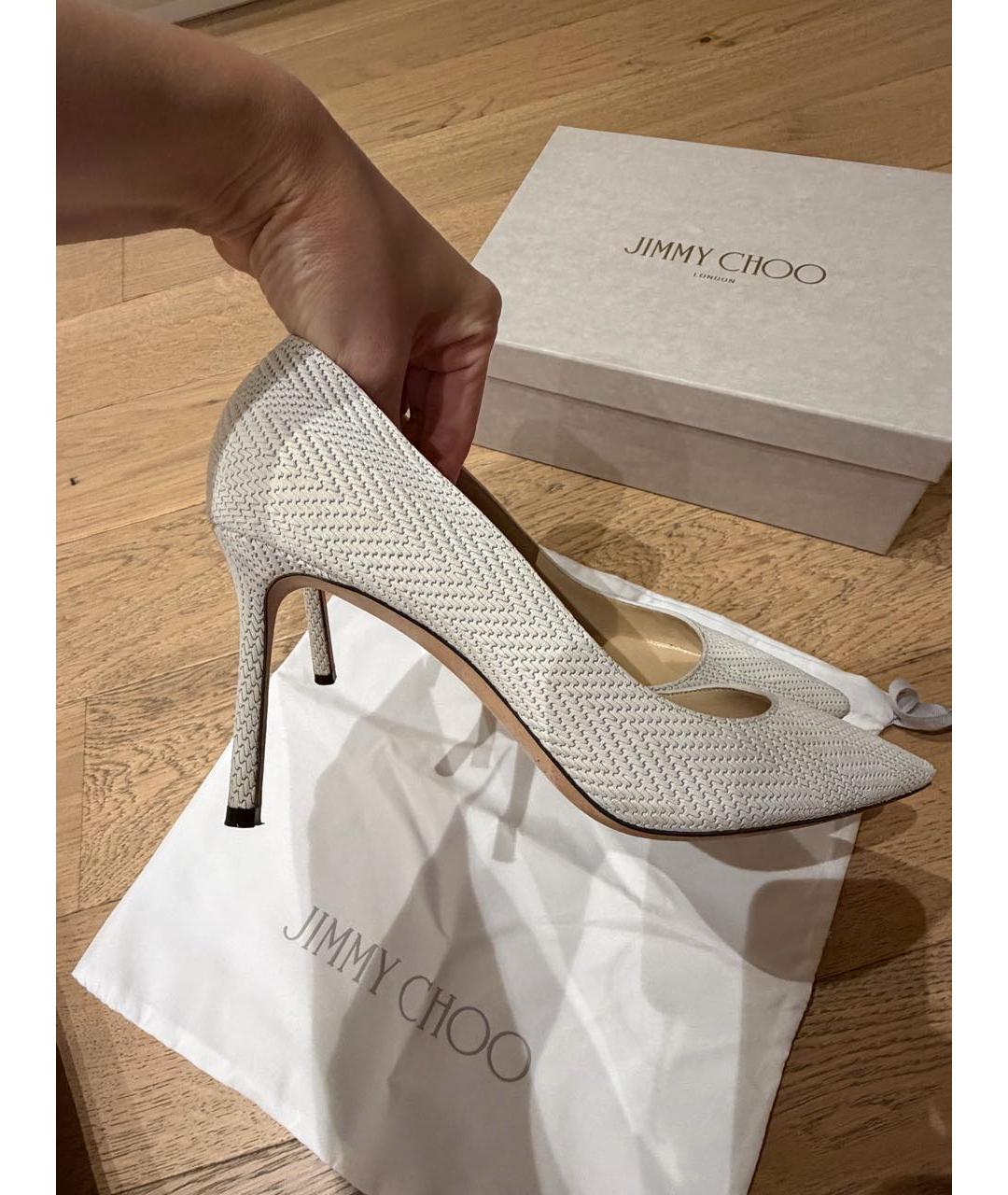 JIMMY CHOO Белые кожаные туфли, фото 9