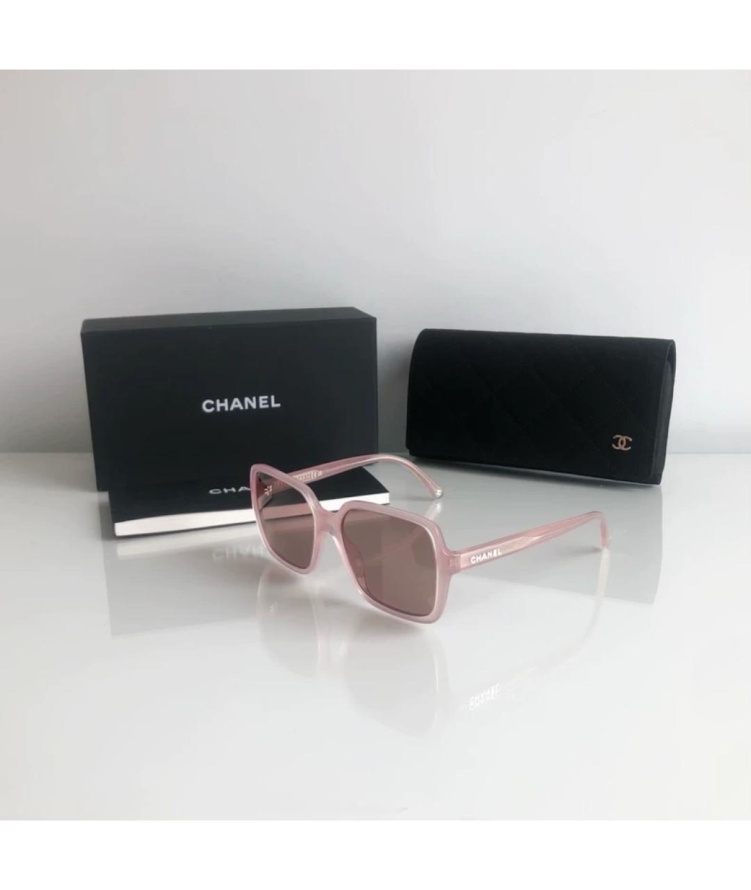 CHANEL Розовые пластиковые солнцезащитные очки, фото 5