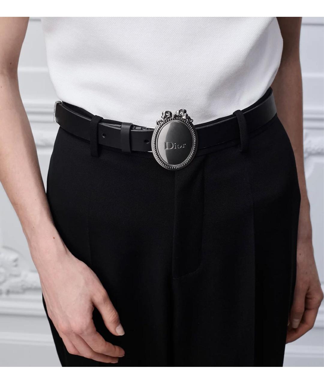 CHRISTIAN DIOR Черный кожаный ремень, фото 2