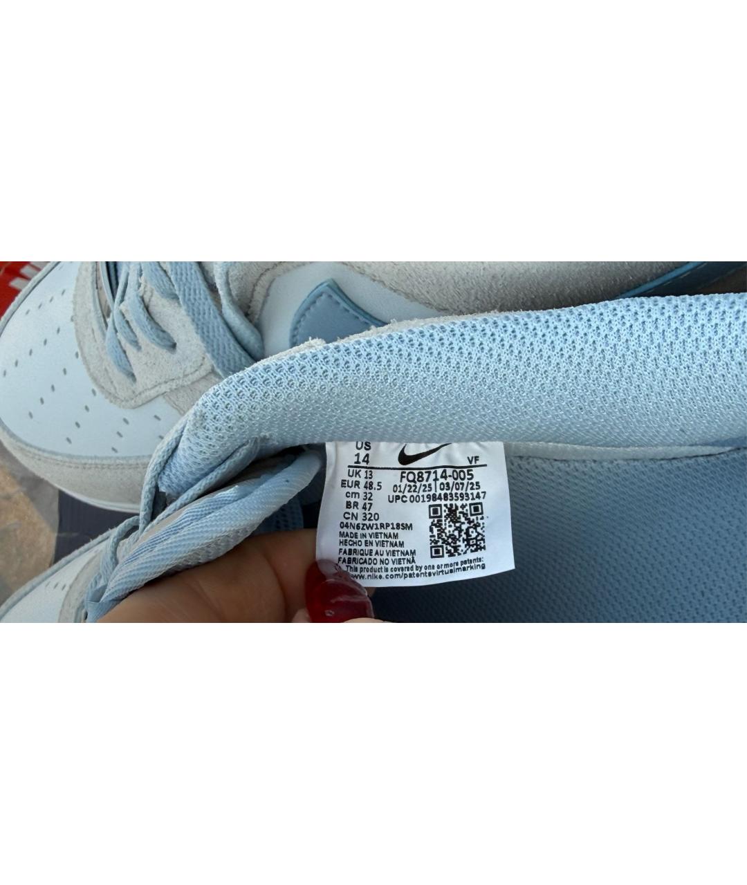 NIKE Голубые кожаные низкие кроссовки / кеды, фото 5