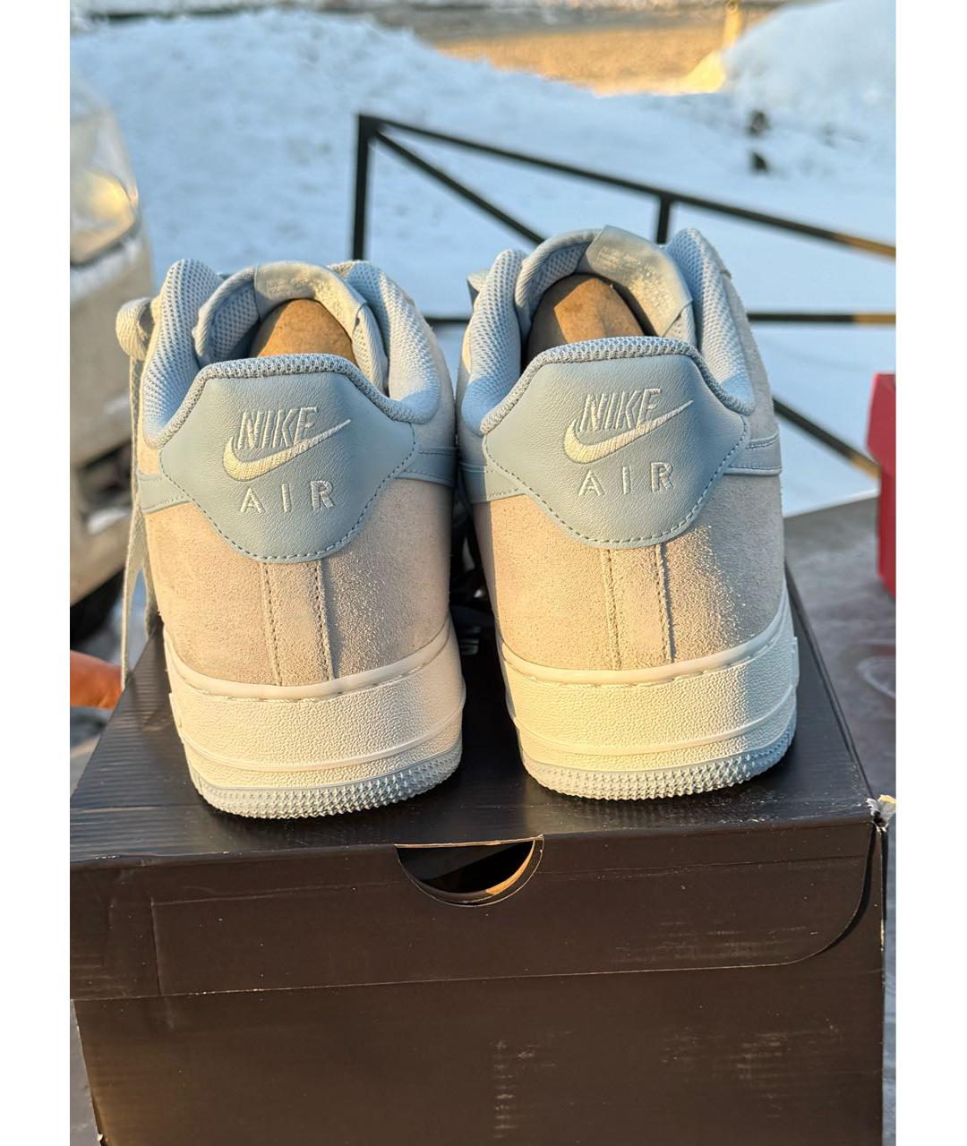 NIKE Голубые кожаные низкие кроссовки / кеды, фото 4