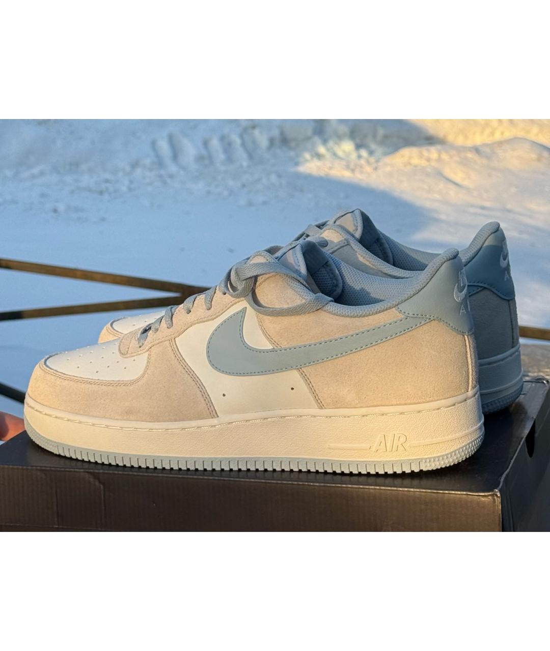 NIKE Голубые кожаные низкие кроссовки / кеды, фото 2