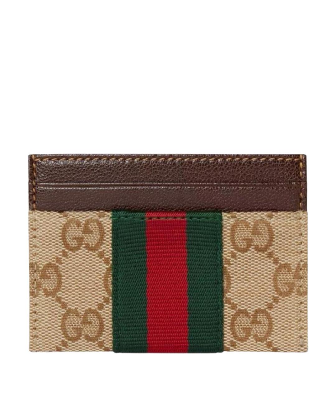 GUCCI Бежевый кожаный кардхолдер, фото 1
