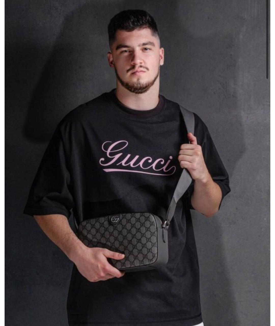 GUCCI Черная хлопковая футболка, фото 5