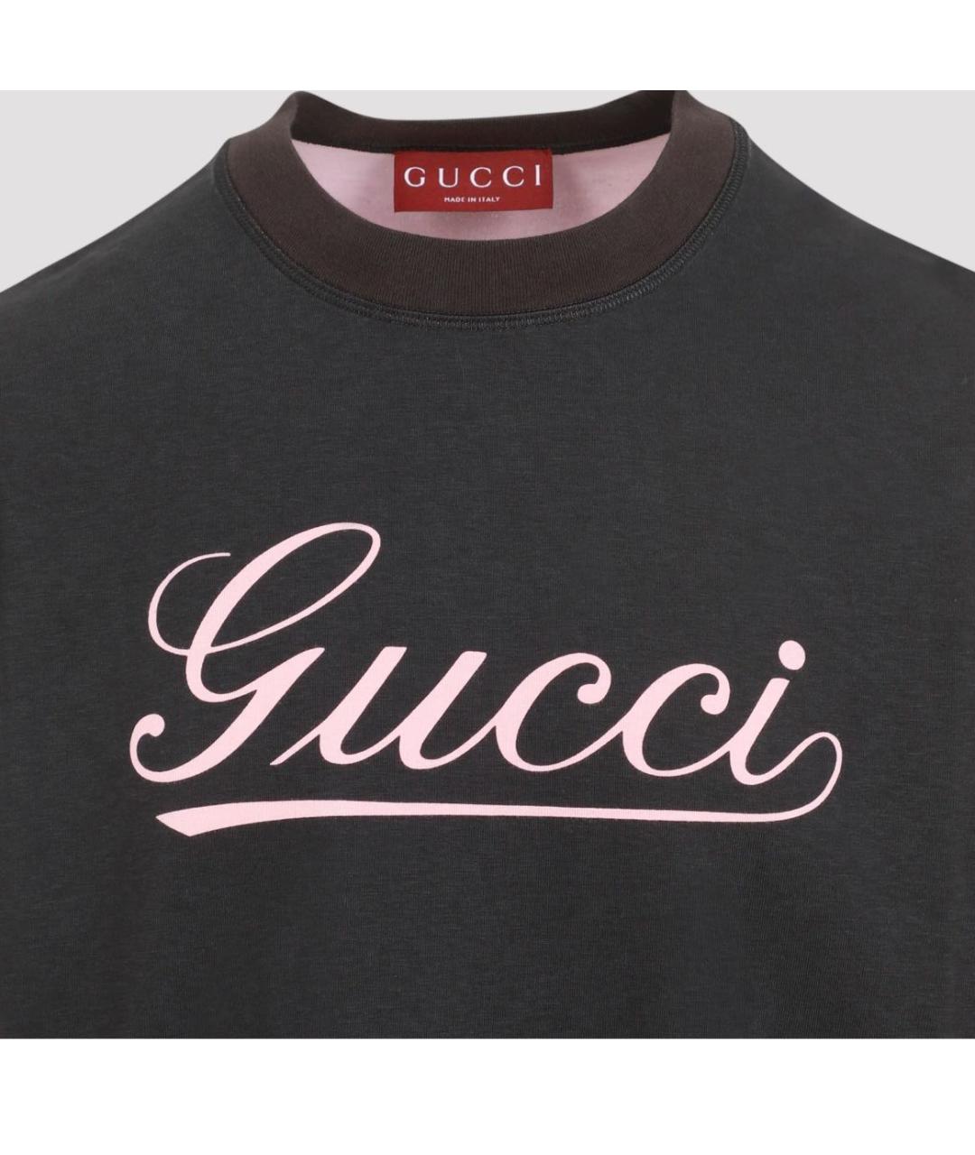 GUCCI Черная хлопковая футболка, фото 3