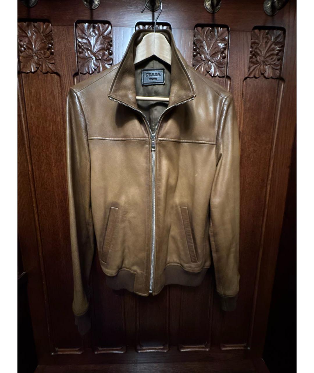 PRADA Коричневая кожаная куртка, фото 6