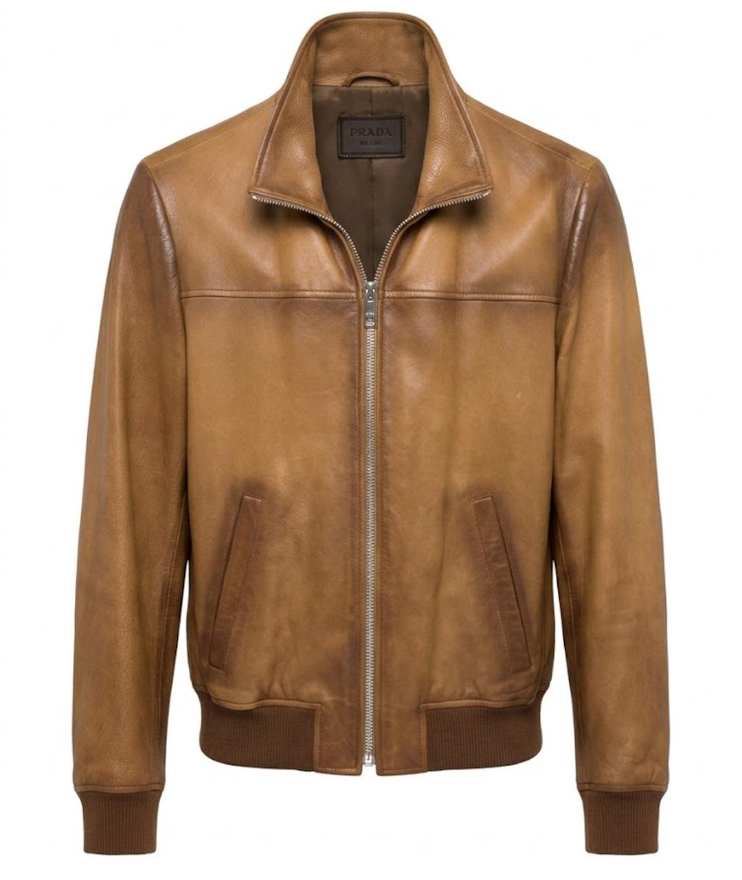 PRADA Коричневая кожаная куртка, фото 1