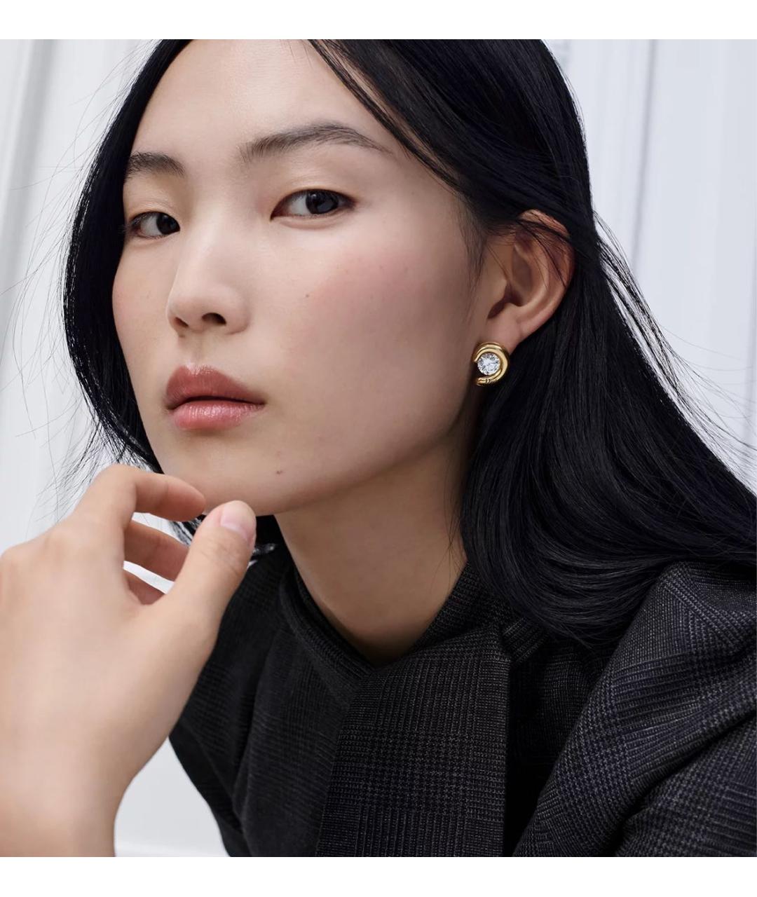 CHRISTIAN DIOR Желтые металлические серьги, фото 2