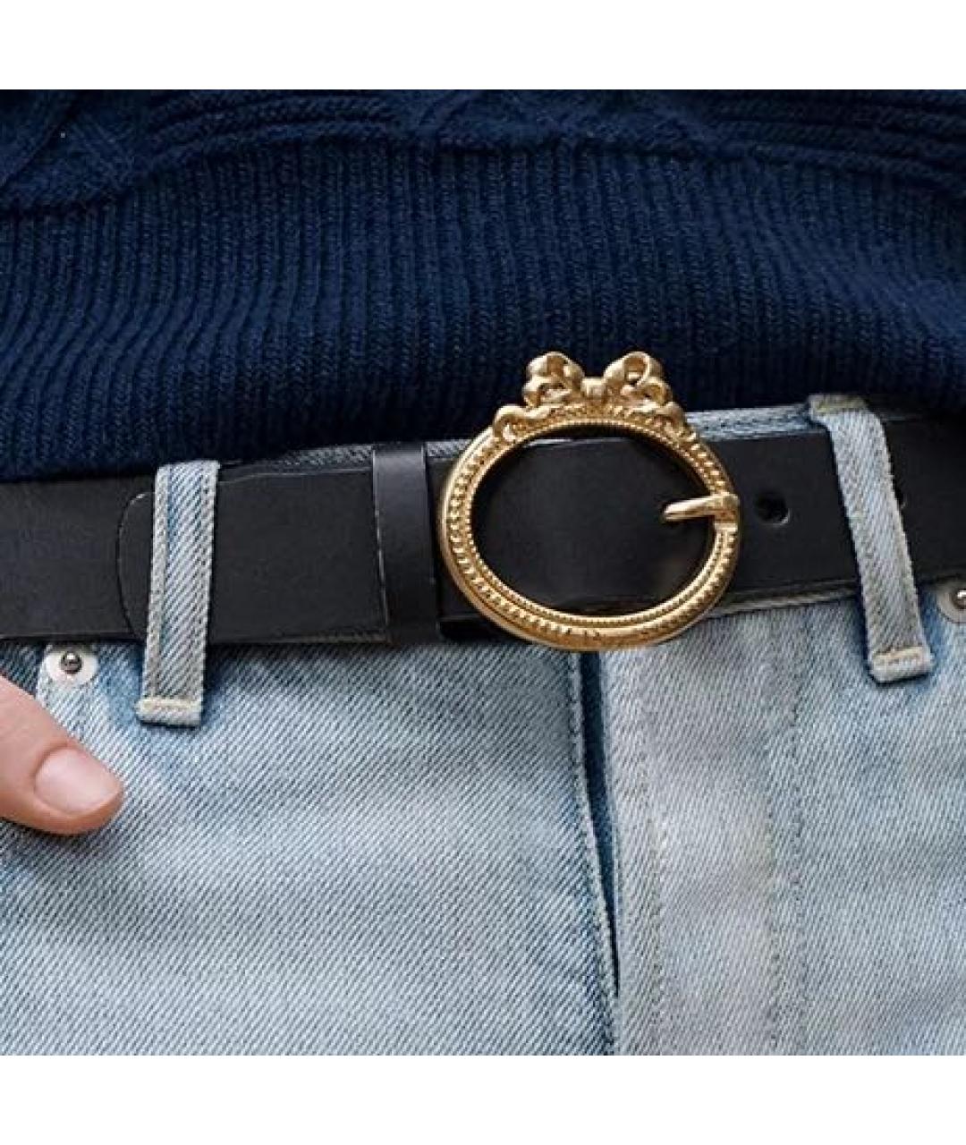 CHRISTIAN DIOR Черный кожаный ремень, фото 2