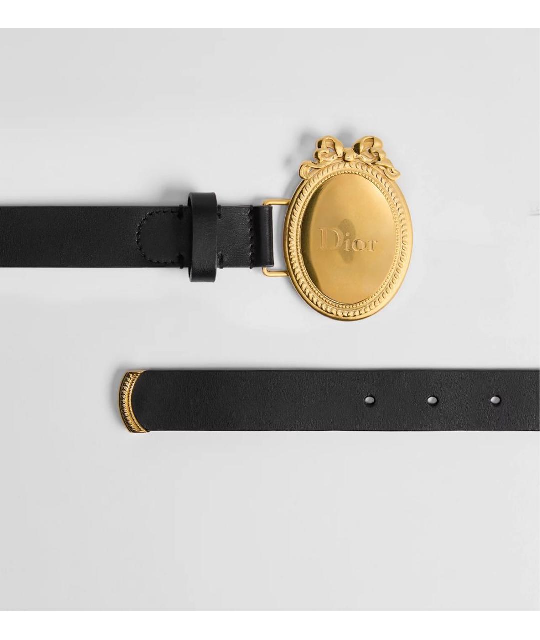 CHRISTIAN DIOR Черный кожаный ремень, фото 2