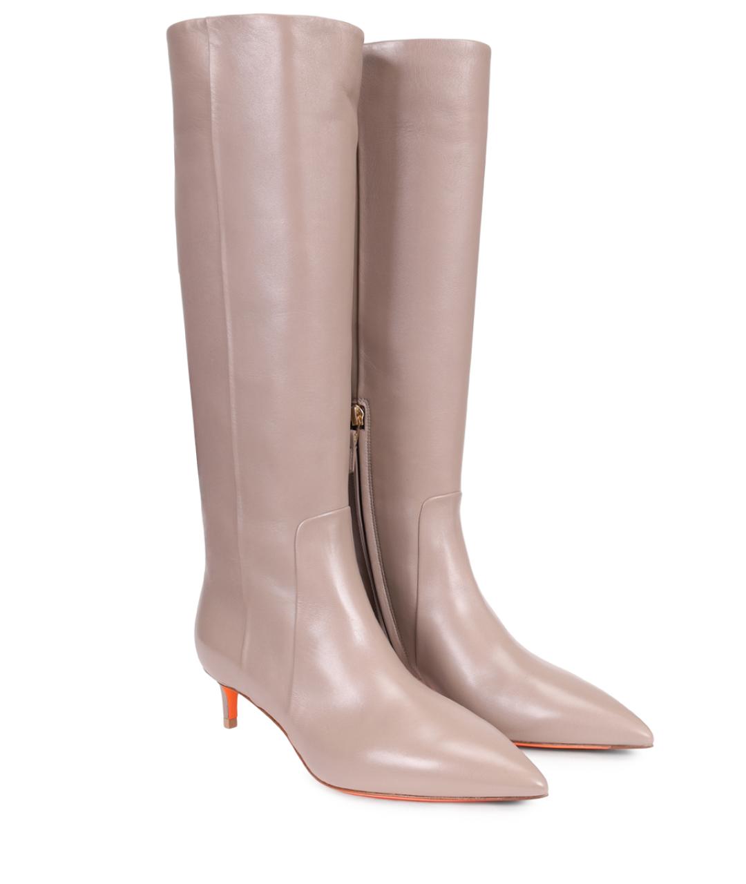 SANTONI Бежевые кожаные сапоги, фото 2