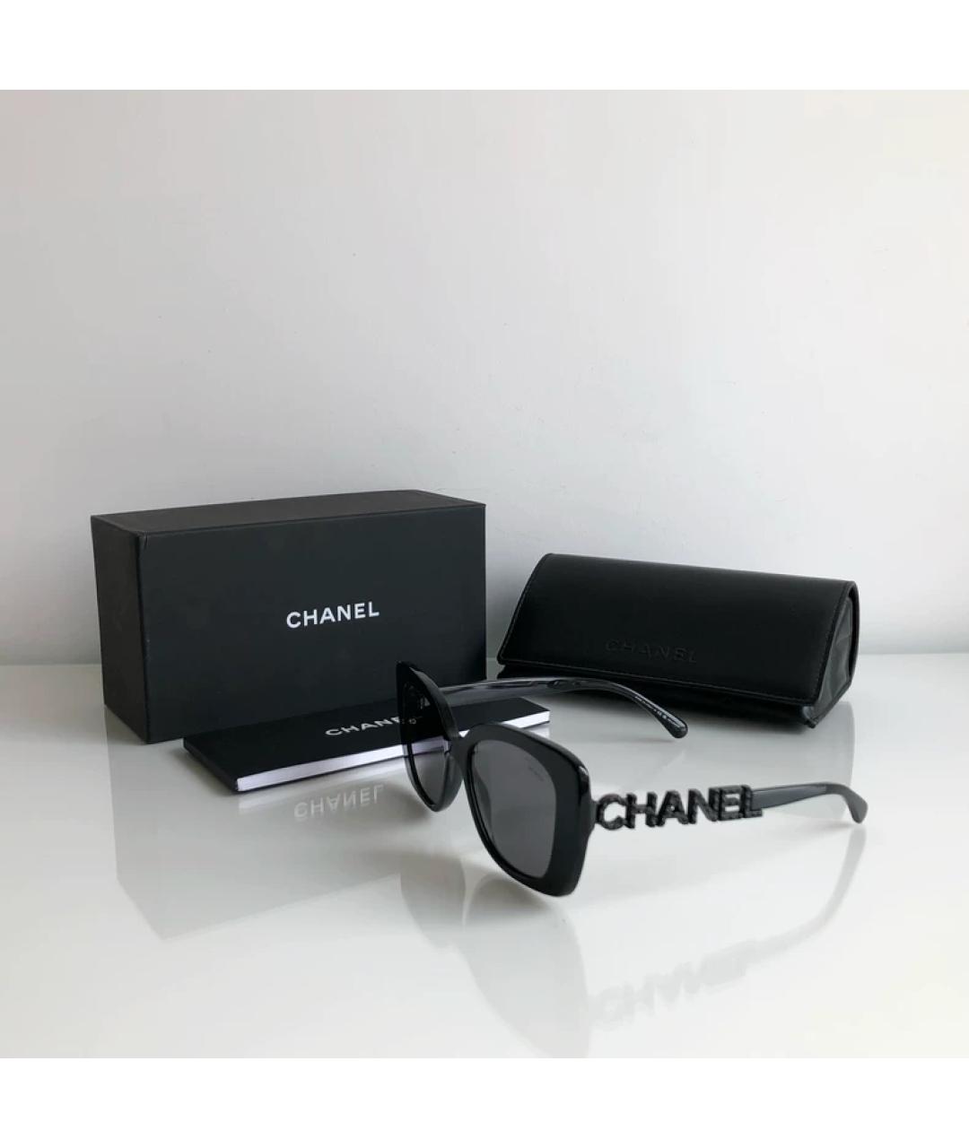 CHANEL Черные пластиковые солнцезащитные очки, фото 4