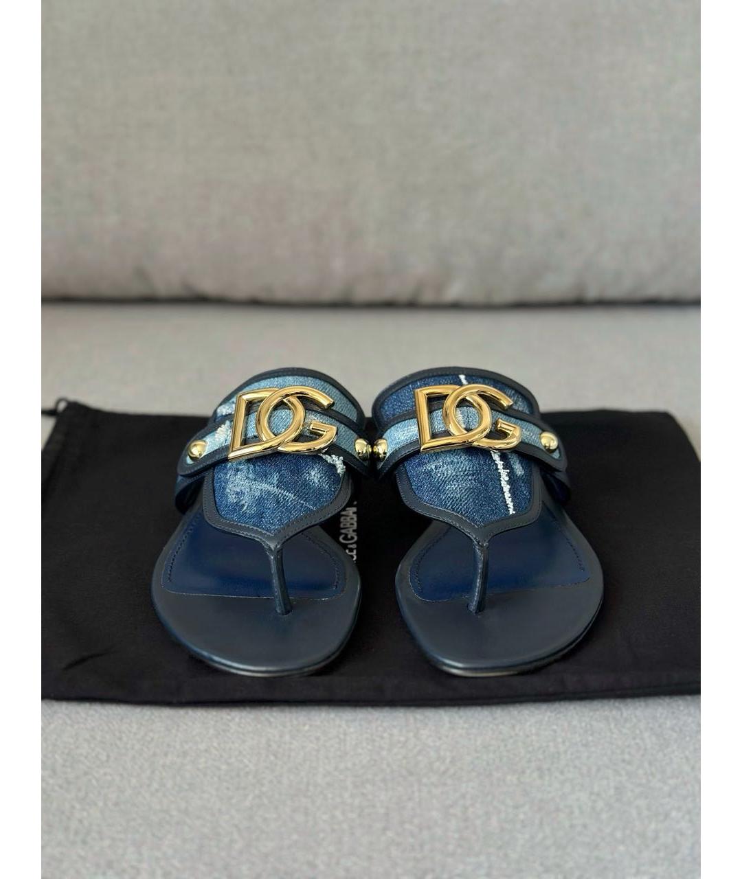 DOLCE&GABBANA Синие шлепанцы, фото 4
