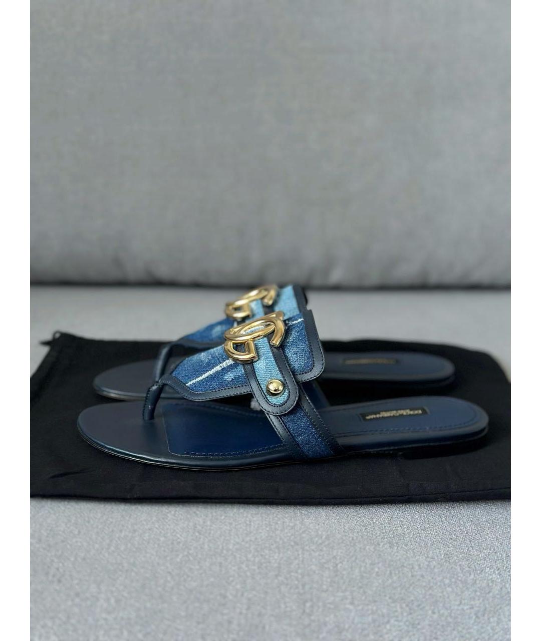 DOLCE&GABBANA Синие шлепанцы, фото 3