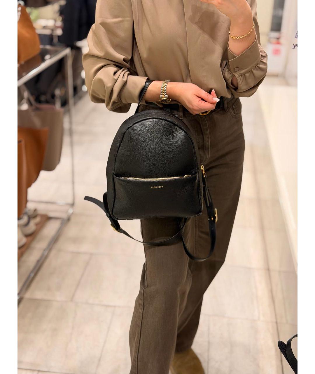 COCCINELLE Черный кожаный рюкзак, фото 4