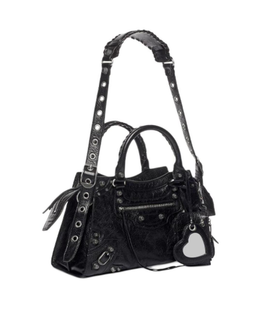 BALENCIAGA Черная кожаная сумка через плечо, фото 2