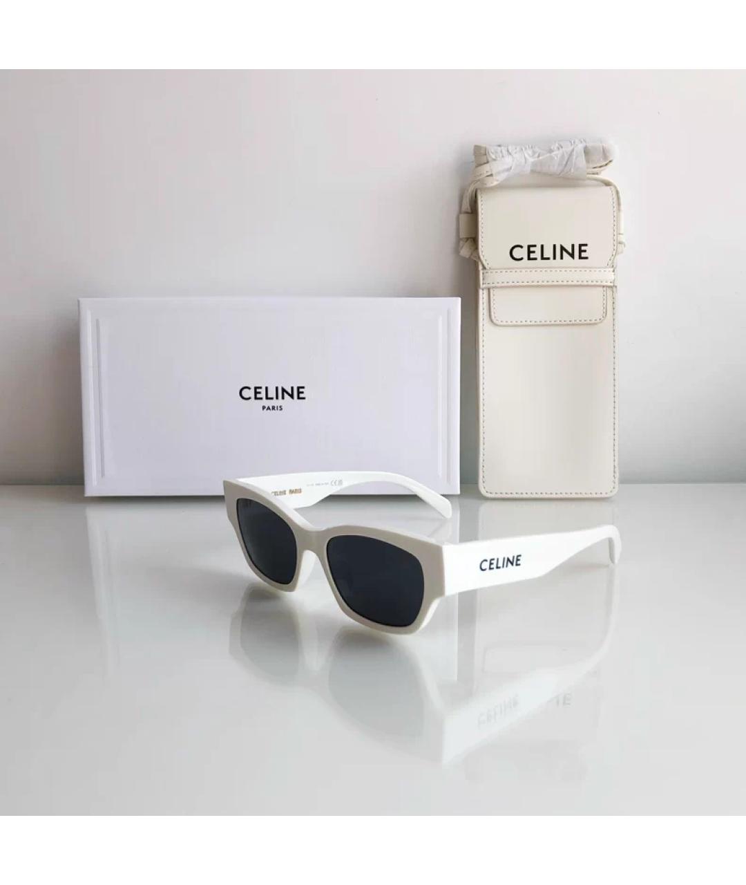 CELINE Белые пластиковые солнцезащитные очки, фото 5