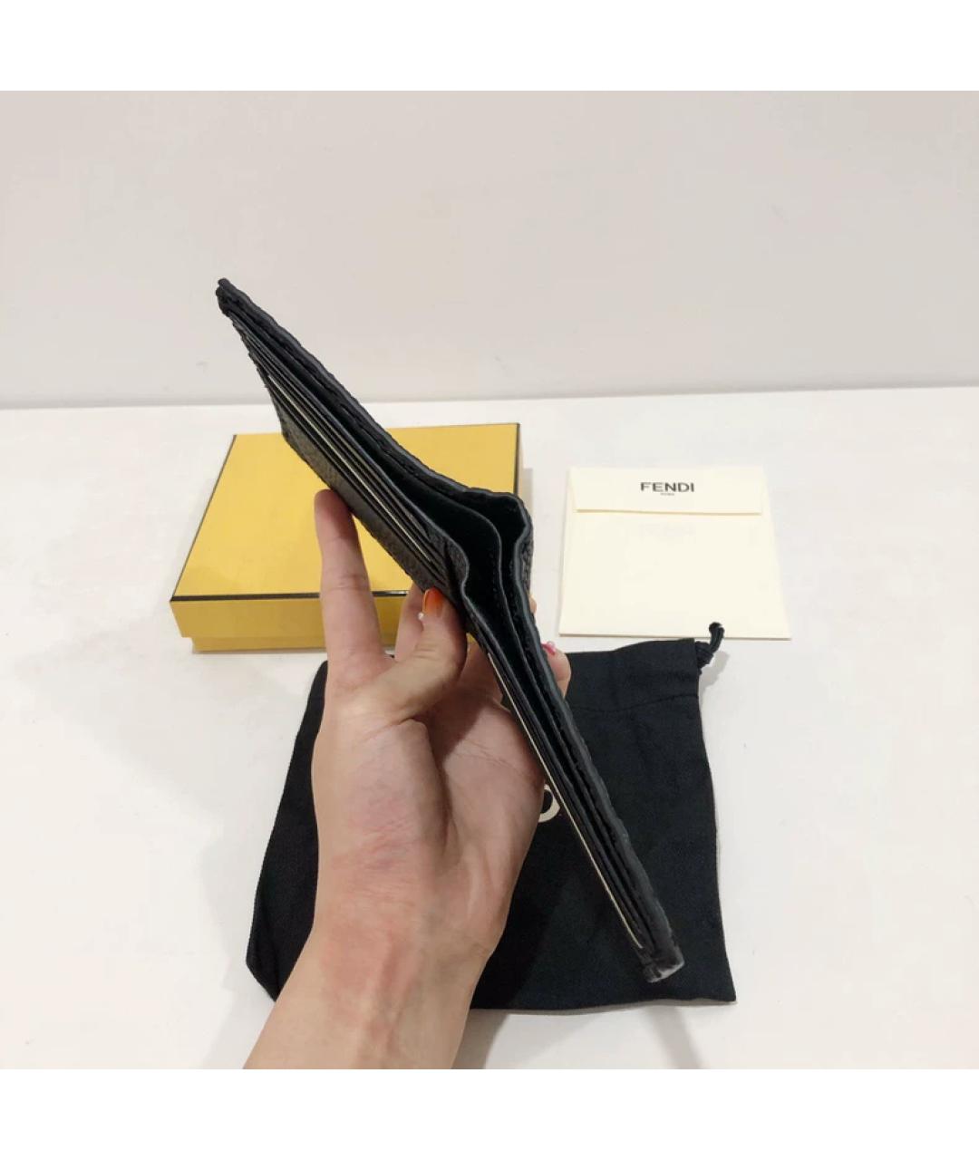 FENDI Черный кожаный кошелек, фото 3