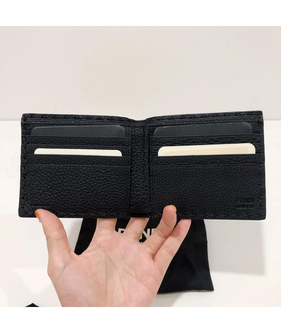 FENDI Черный кожаный кошелек, фото 2