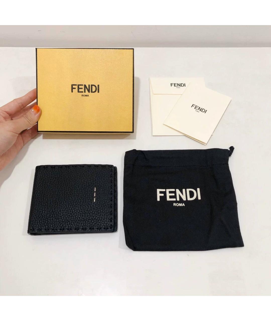 FENDI Черный кожаный кошелек, фото 9