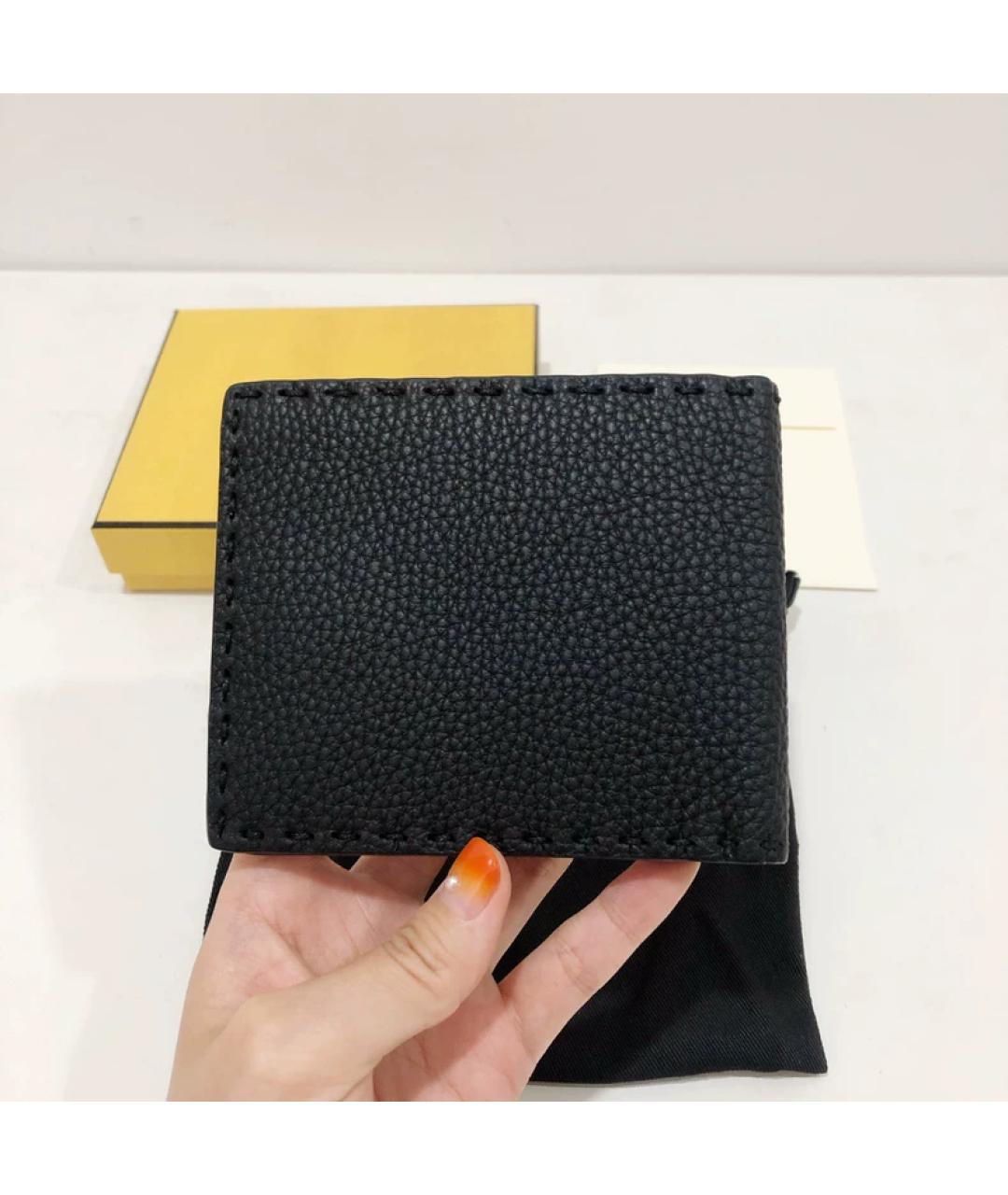 FENDI Черный кожаный кошелек, фото 4