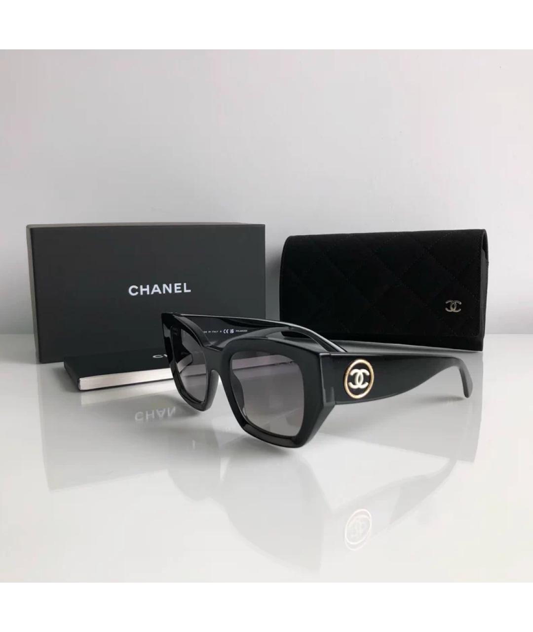 CHANEL Черные пластиковые солнцезащитные очки, фото 6