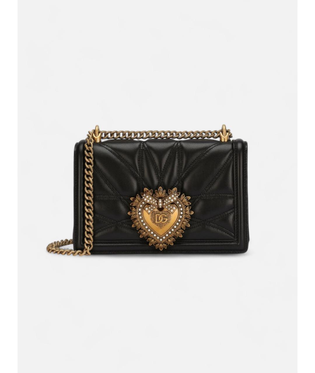 DOLCE&GABBANA Черная кожаная сумка через плечо, фото 3