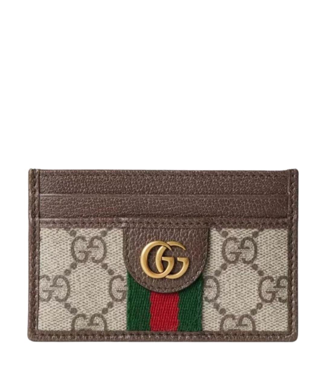 GUCCI Коричневый кожаный кардхолдер, фото 1