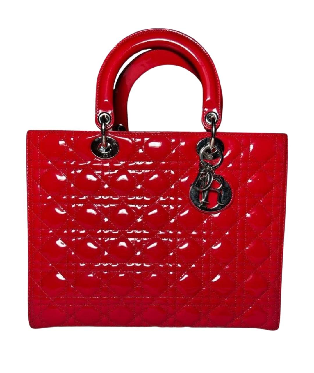 CHRISTIAN DIOR Красная сумка с короткими ручками из лакированной кожи, фото 1