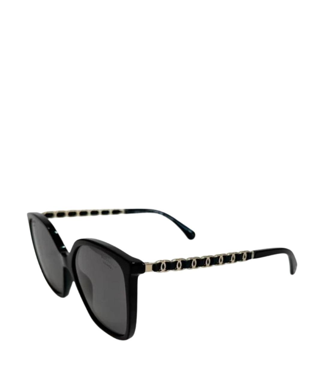 CHANEL Черные пластиковые солнцезащитные очки, фото 1