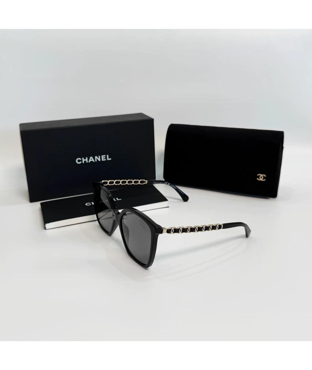 CHANEL Черные пластиковые солнцезащитные очки, фото 6