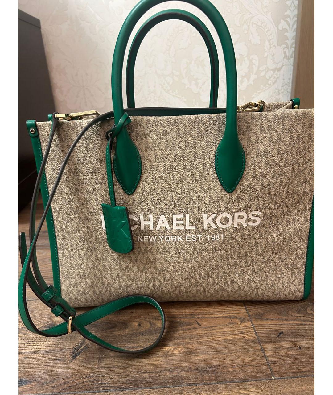 MICHAEL KORS Бежевая сумка тоут из искусственной кожи, фото 5
