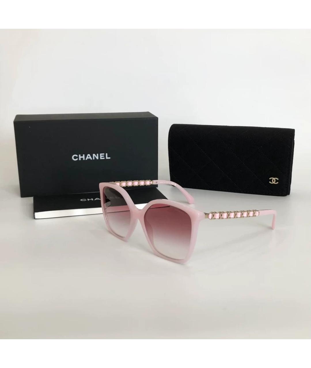 CHANEL Розовые пластиковые солнцезащитные очки, фото 5