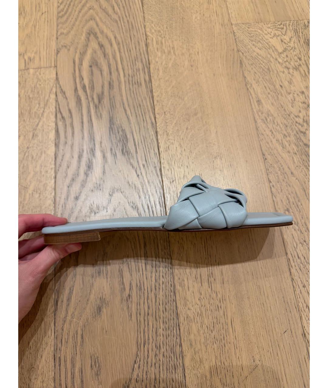 Principe di Bologna Голубые кожаные шлепанцы, фото 6