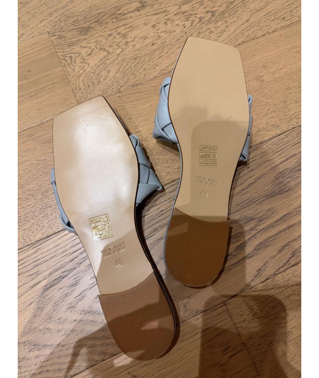 Principe di Bologna Голубые кожаные шлепанцы, фото 3