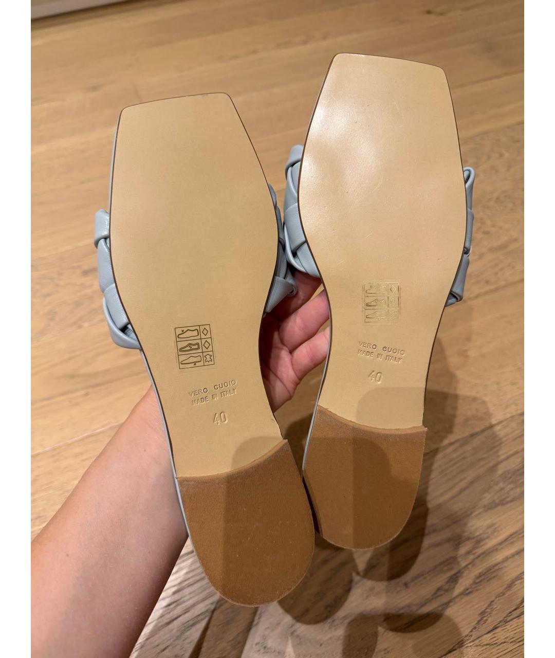 Principe di Bologna Голубые кожаные шлепанцы, фото 5