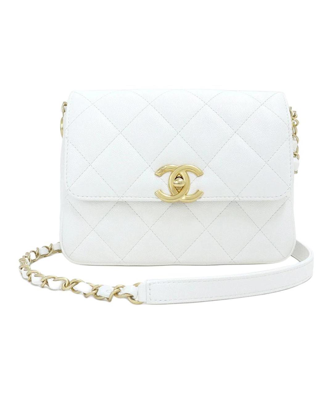 CHANEL Белая кожаная сумка через плечо, фото 6