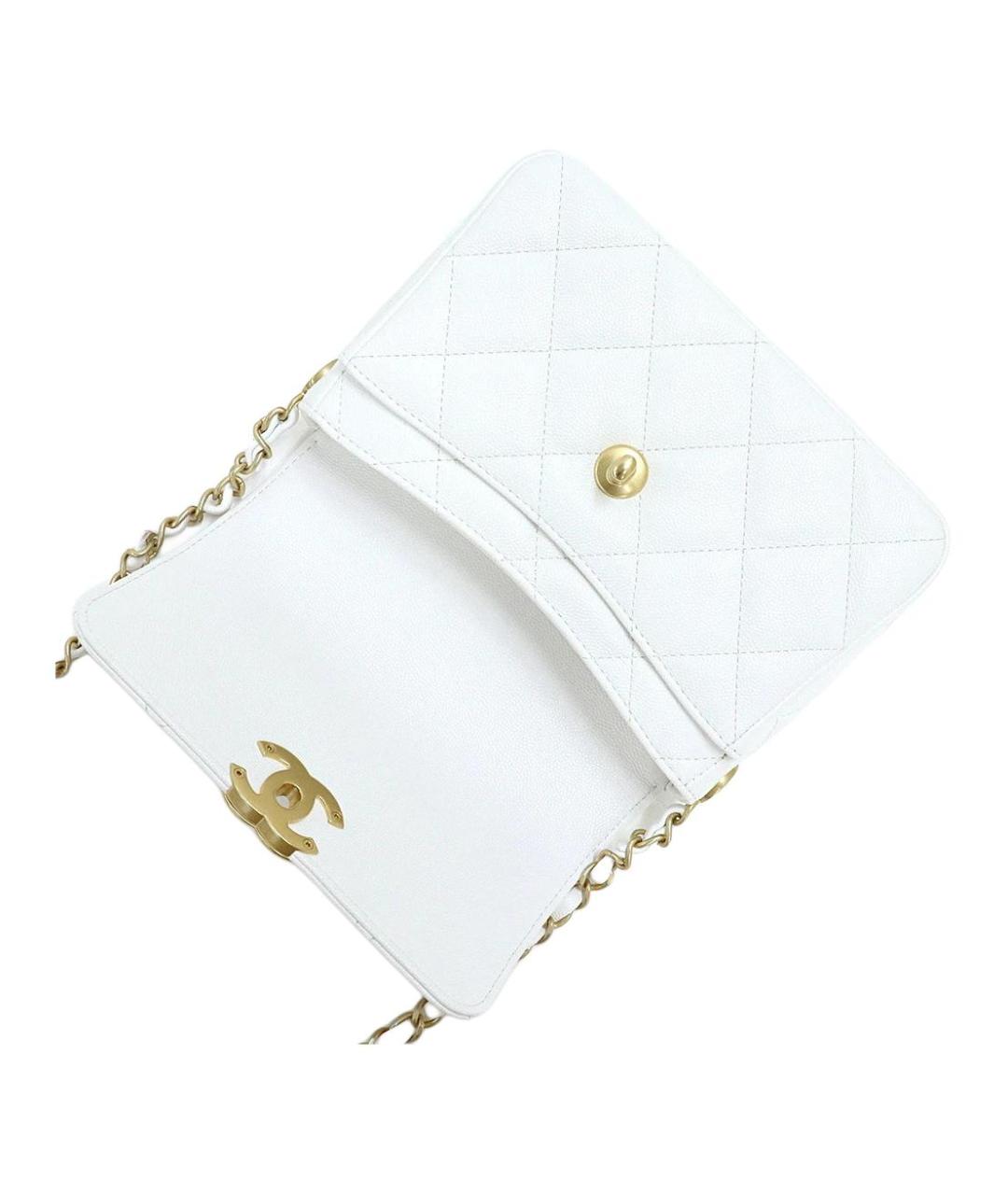 CHANEL Белая кожаная сумка через плечо, фото 5